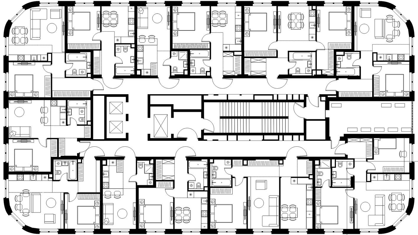 План этажа — 2к. квартира, 45.4 м²