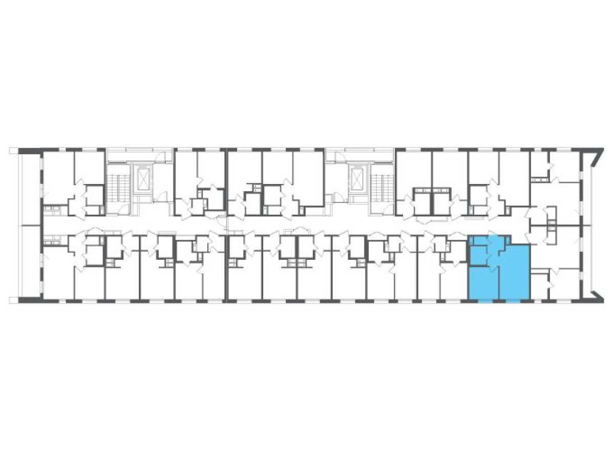 План этажа — 1к. квартира, 34.2 м²