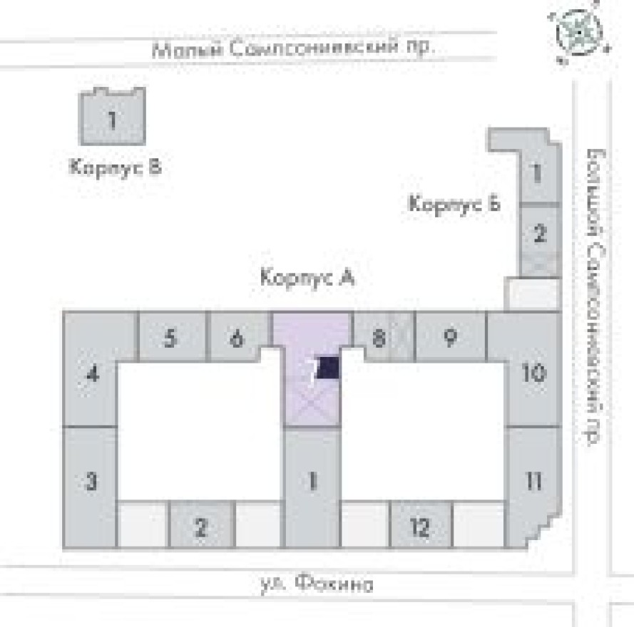План этажа — 1к. квартира, 44.9 м²