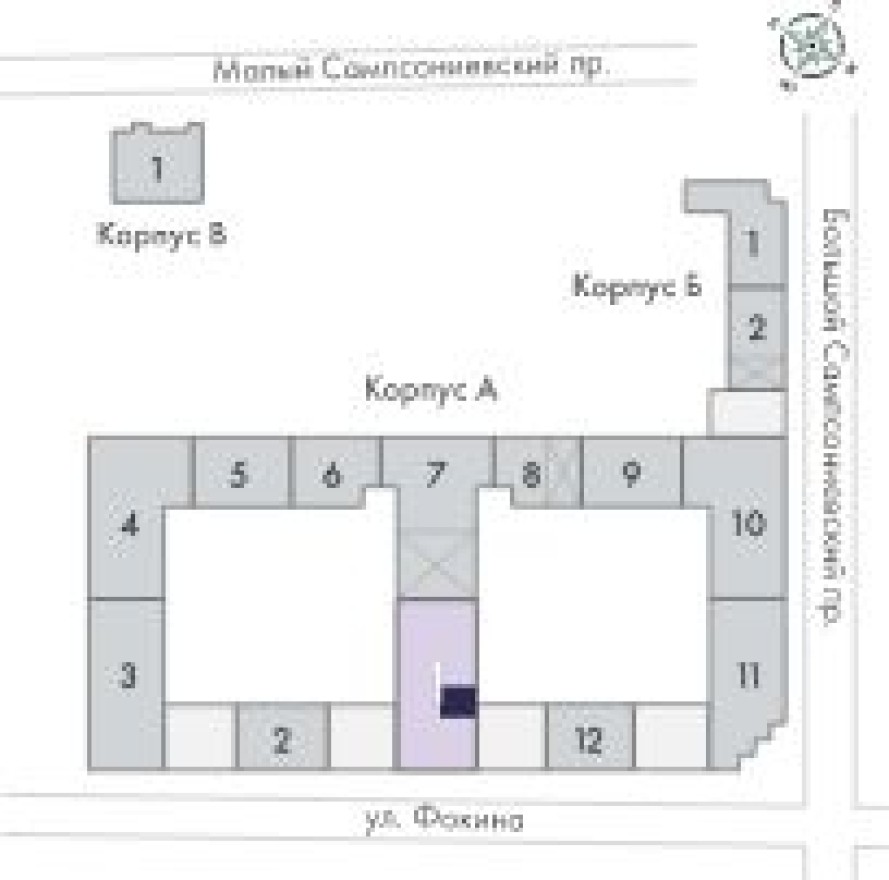 План этажа — 1к. квартира, 44.6 м²