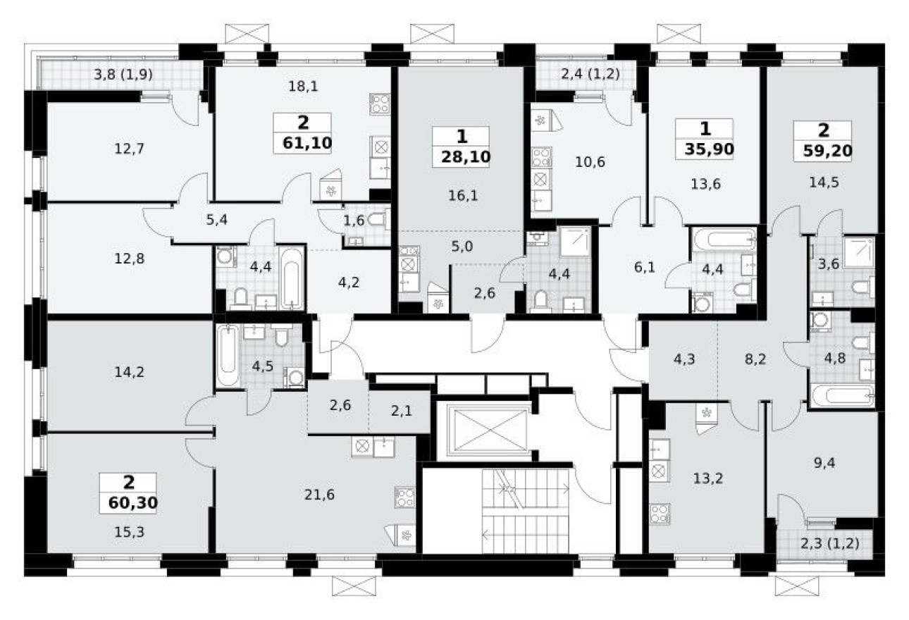 План этажа — Студия-квартира, 28.1 м²