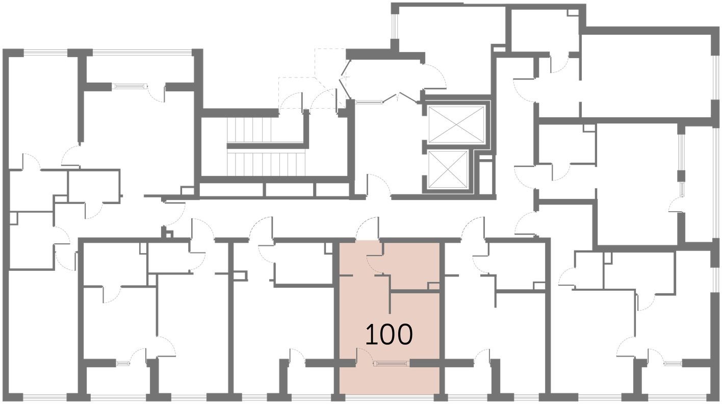 План этажа — Студия-квартира, 22.8 м²