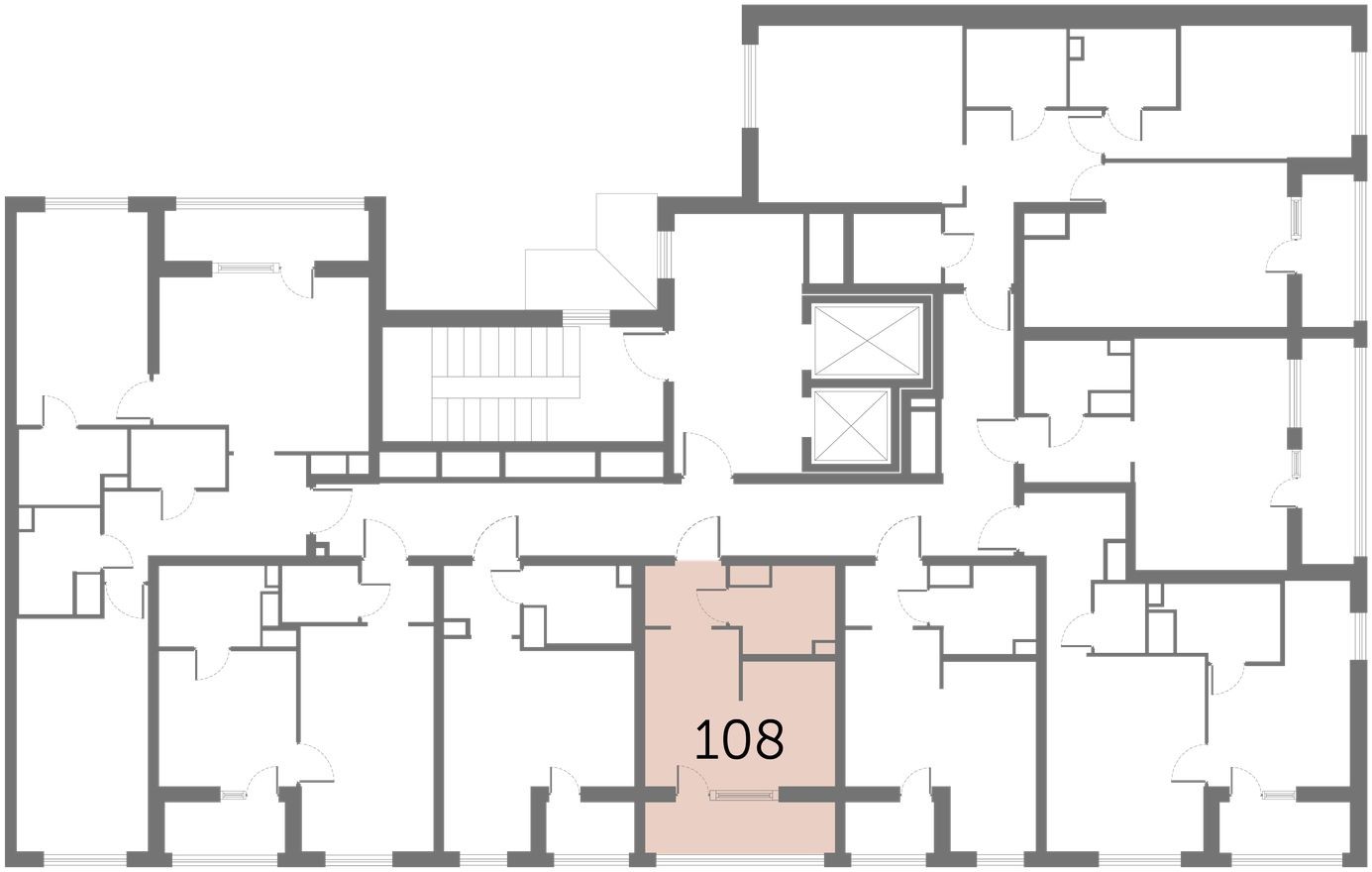 План этажа — Студия-квартира, 22.5 м²