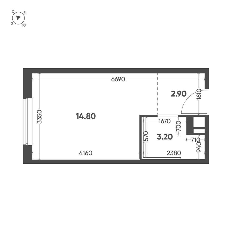 План этажа — Студия-квартира, 20.9 м²