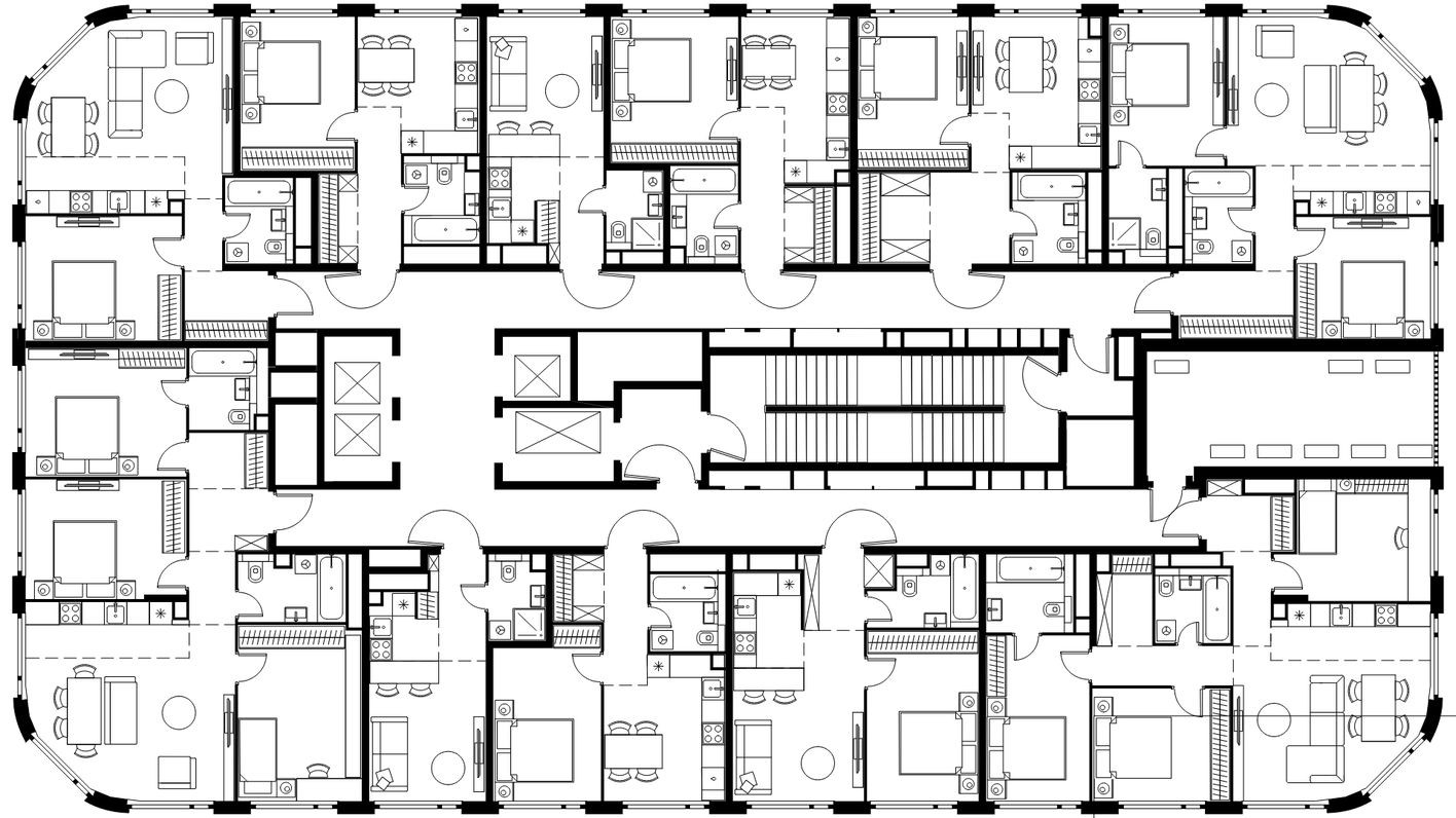 План этажа — 1к. квартира, 34.6 м²