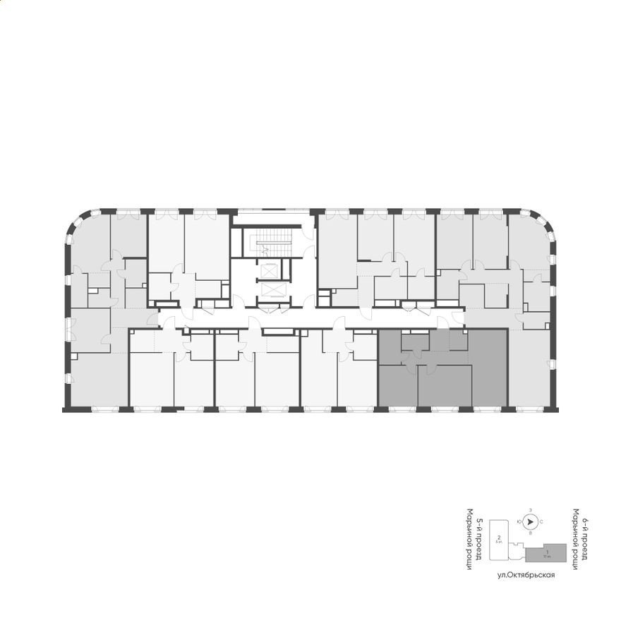 План этажа — 2к. квартира, 70.6 м²