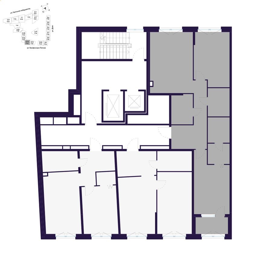 План этажа — 2к. квартира, 88.9 м²