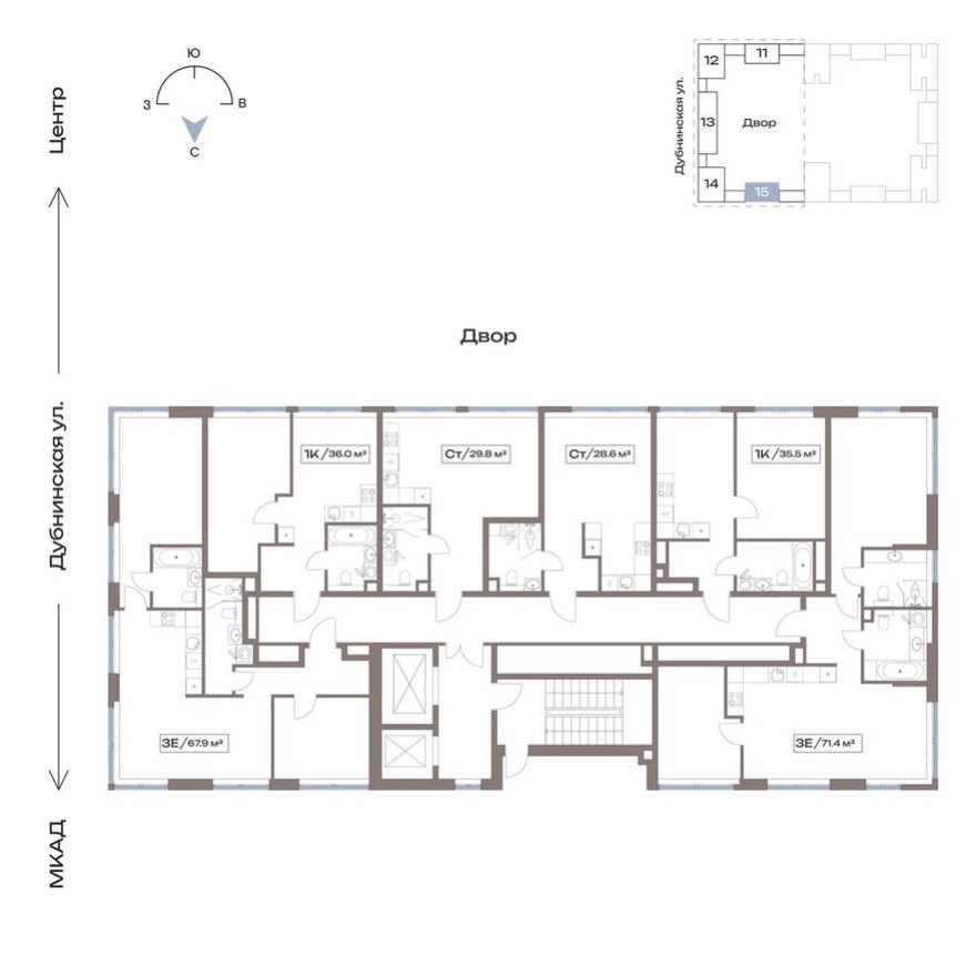 План этажа — Студия-квартира, 28.6 м²
