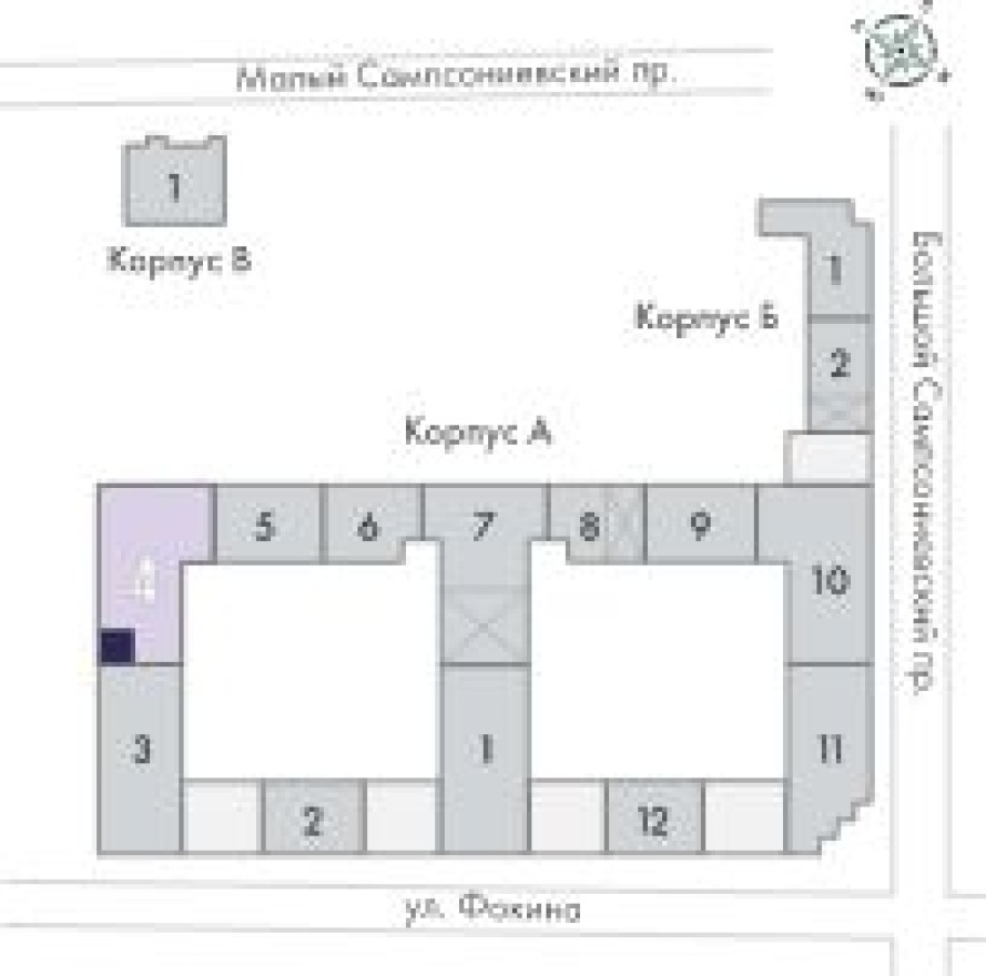 План этажа — 1к. квартира, 44.2 м²