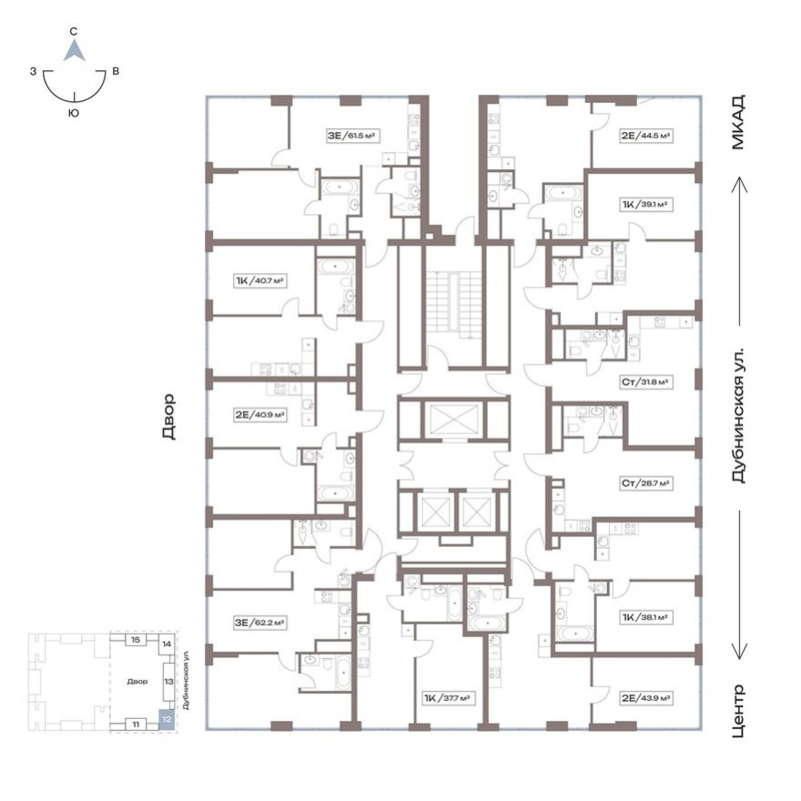 План этажа — Студия-квартира, 28.7 м²