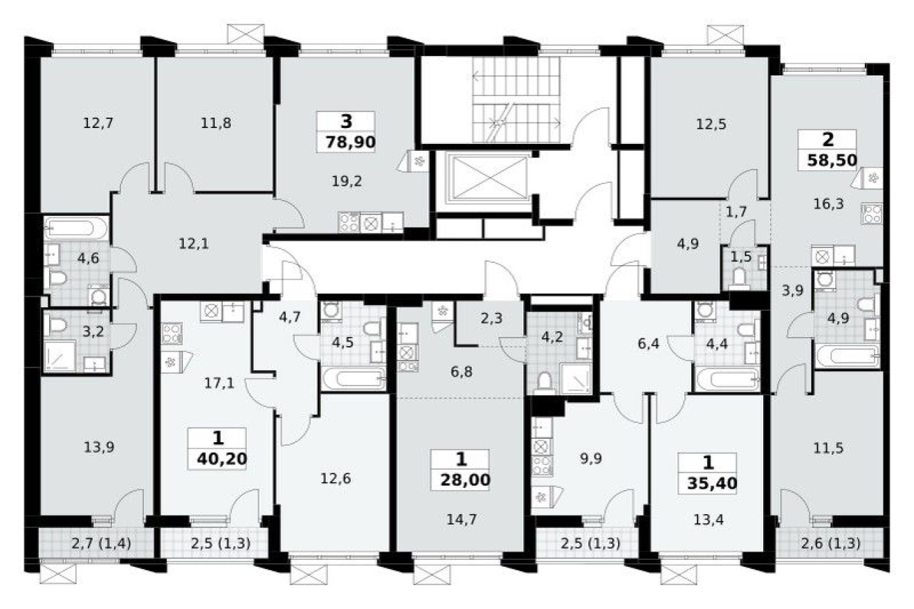 План этажа — Студия-квартира, 28.0 м²