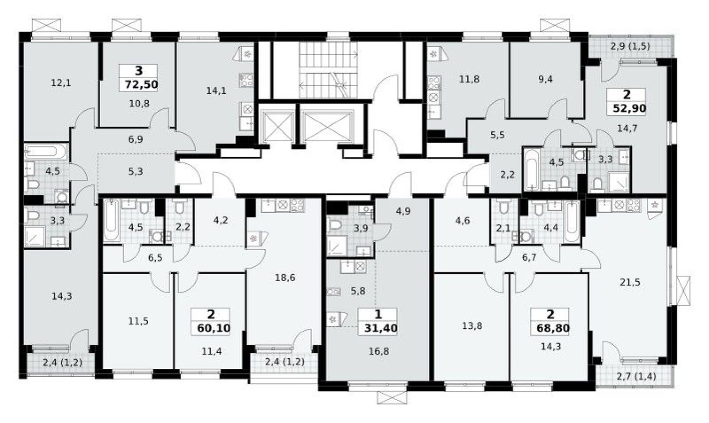 План этажа — Студия-квартира, 31.4 м²