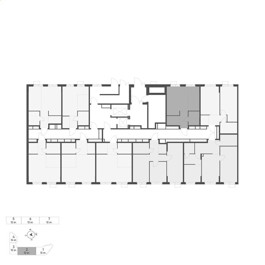 План этажа — 1к. квартира, 34.2 м²