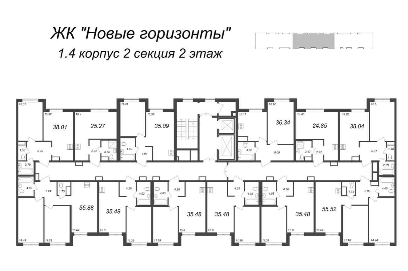 План этажа — Студия-квартира, 24.9 м²