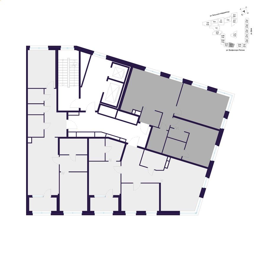 План этажа — 2к. квартира, 83.4 м²