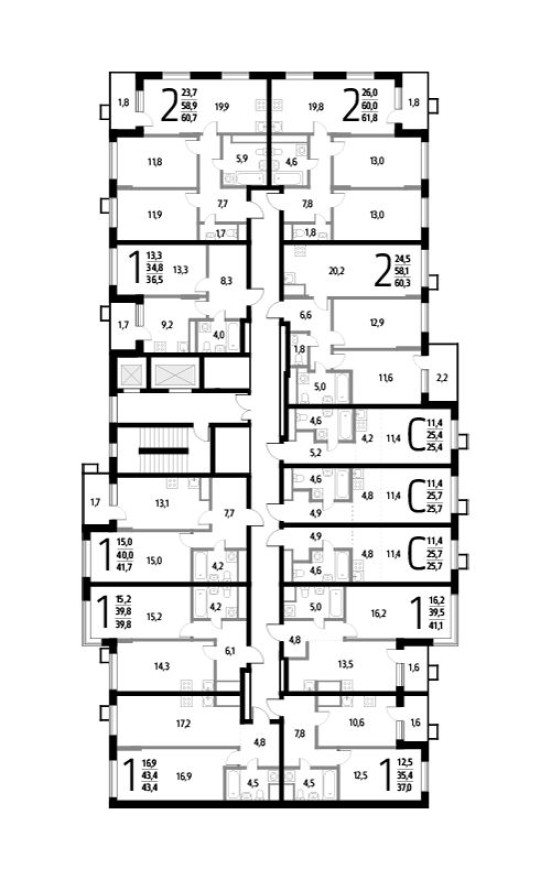 План этажа — Студия-квартира, 25.4 м²