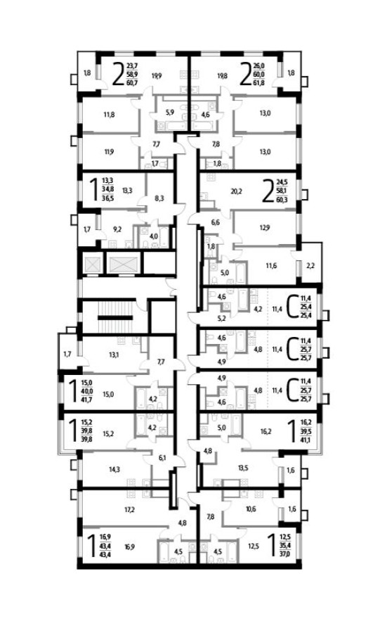 План этажа — Студия-квартира, 25.7 м²