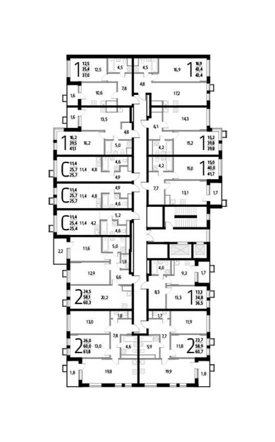 План этажа — Студия-квартира, 25.7 м²