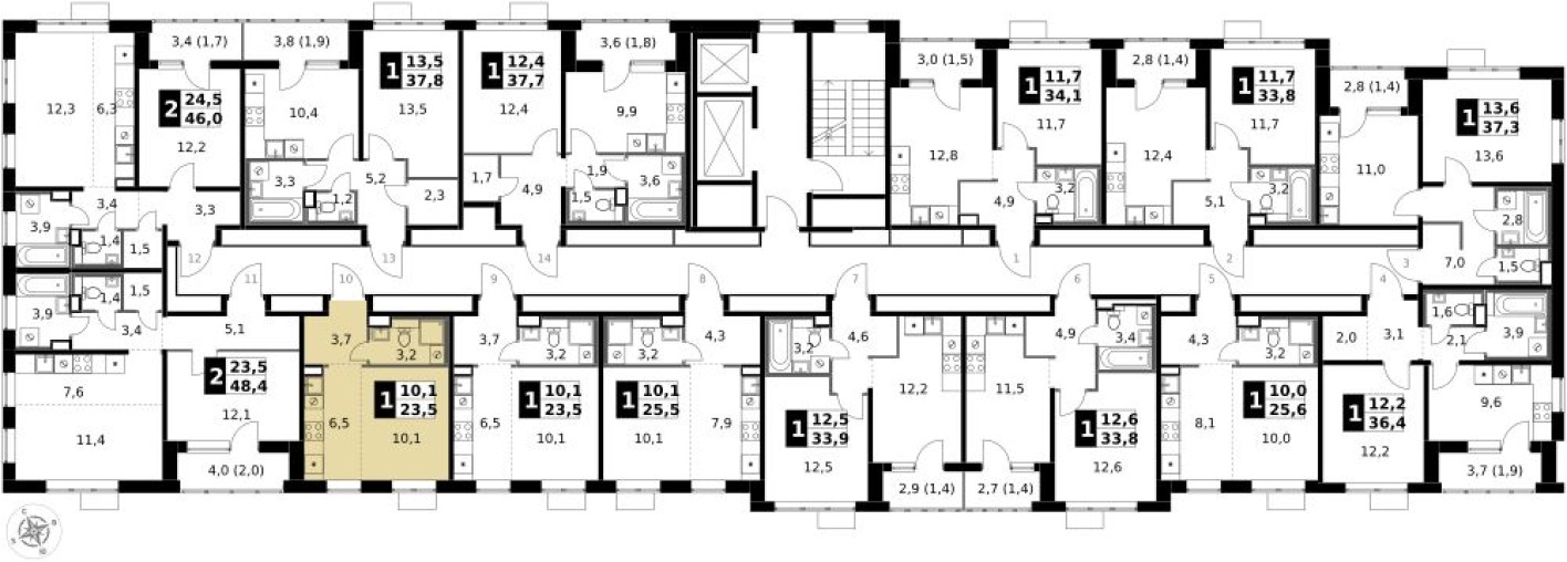 План этажа — Студия-квартира, 23.5 м²