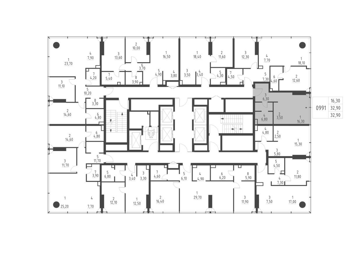 План этажа — Студия-квартира, 32.9 м²