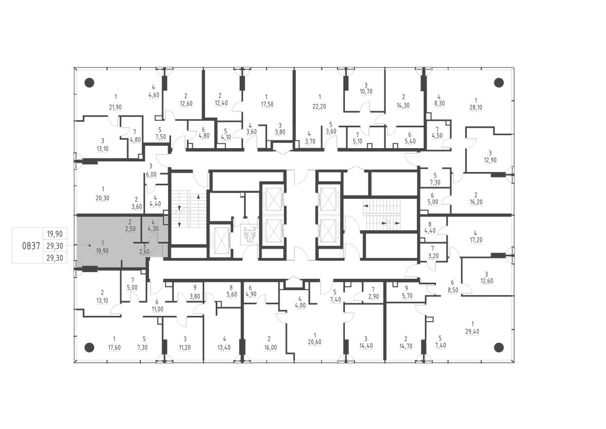 План этажа — Студия-квартира, 29.3 м²