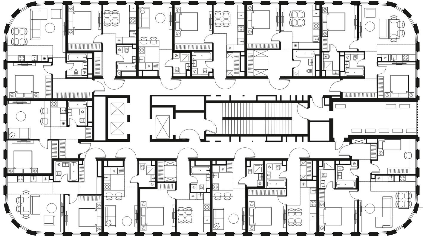 План этажа — 2к. квартира, 42.1 м²