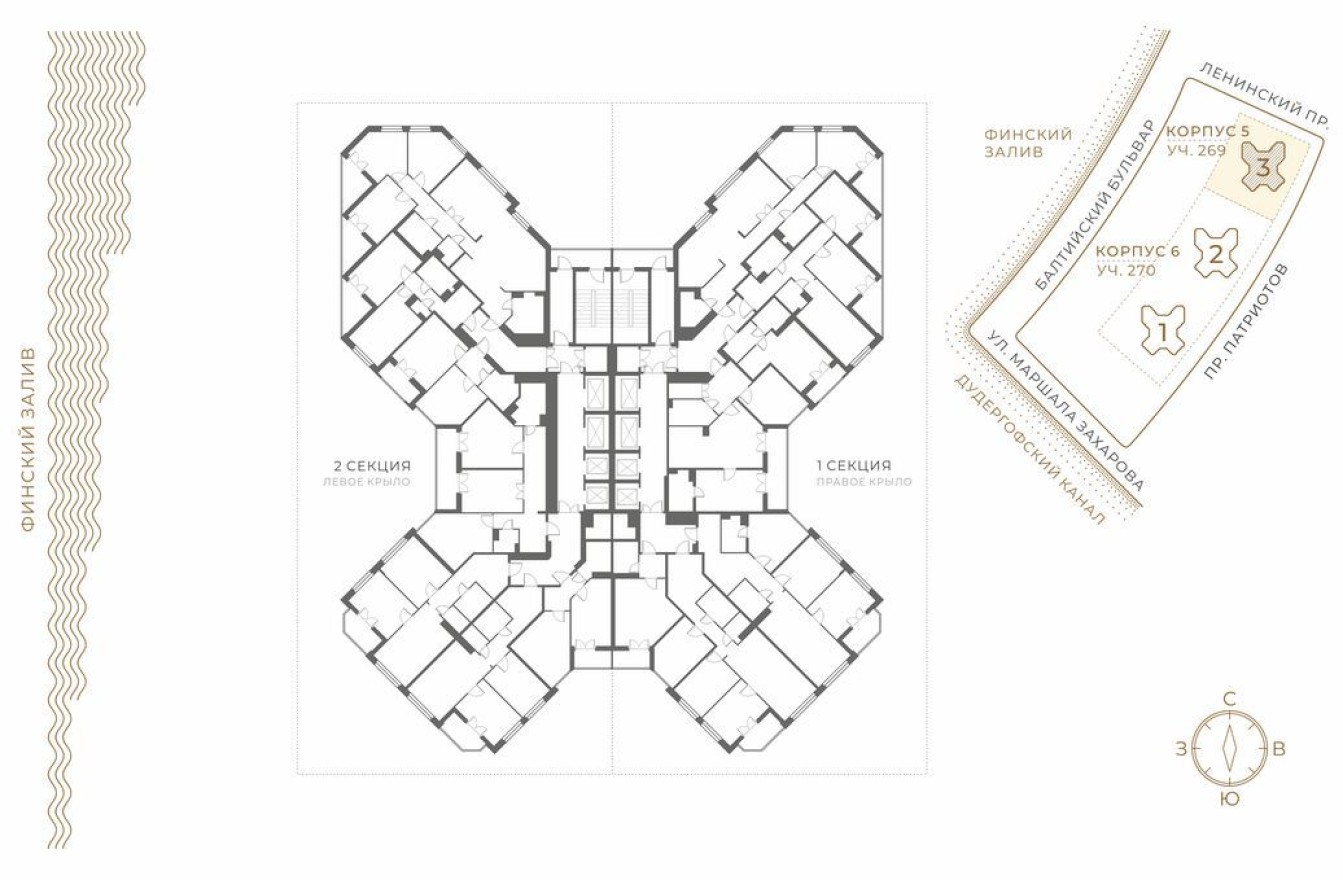 План этажа — 1к. квартира, 40.6 м²