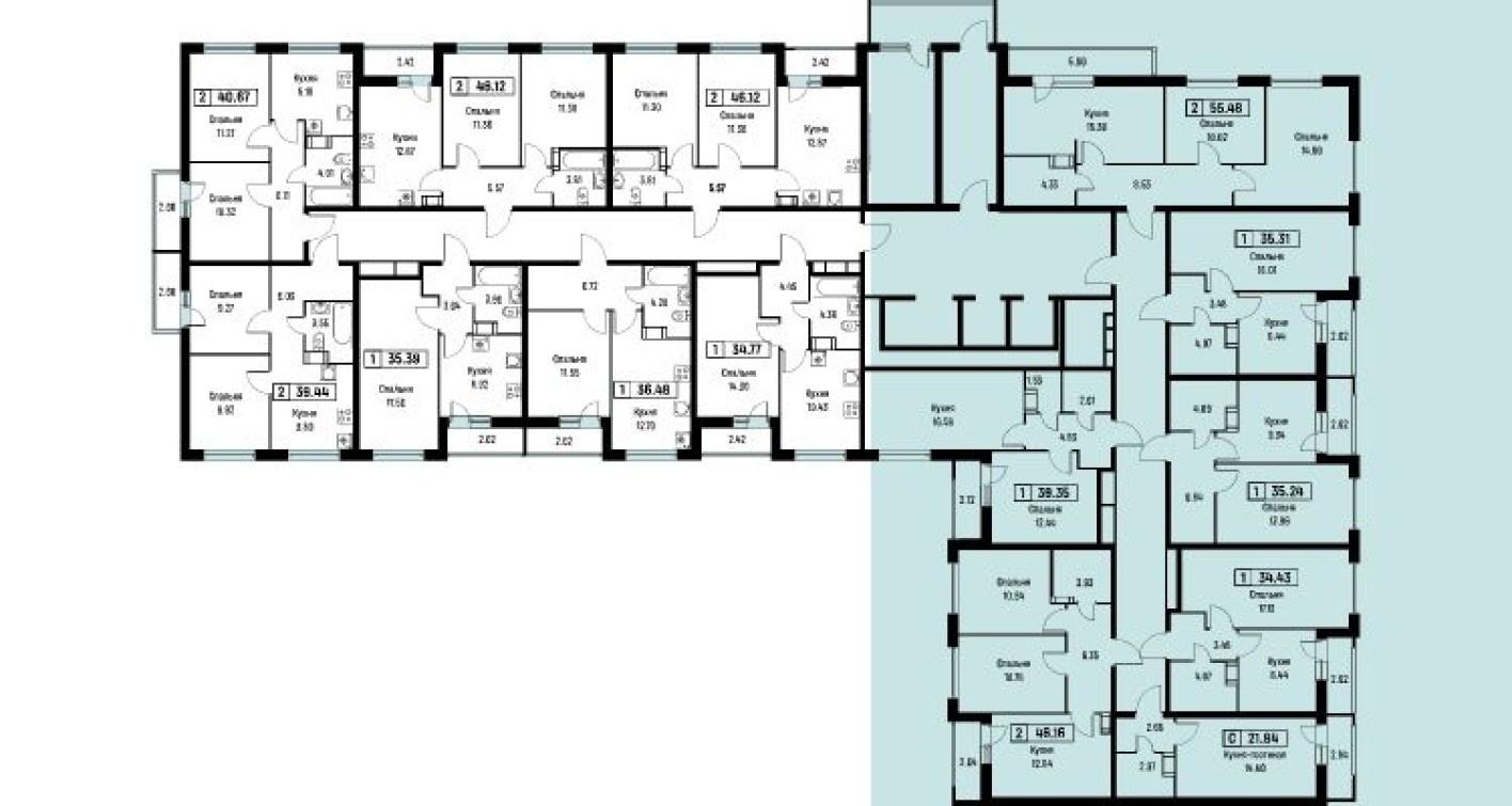 План этажа — Студия-квартира, 21.8 м²