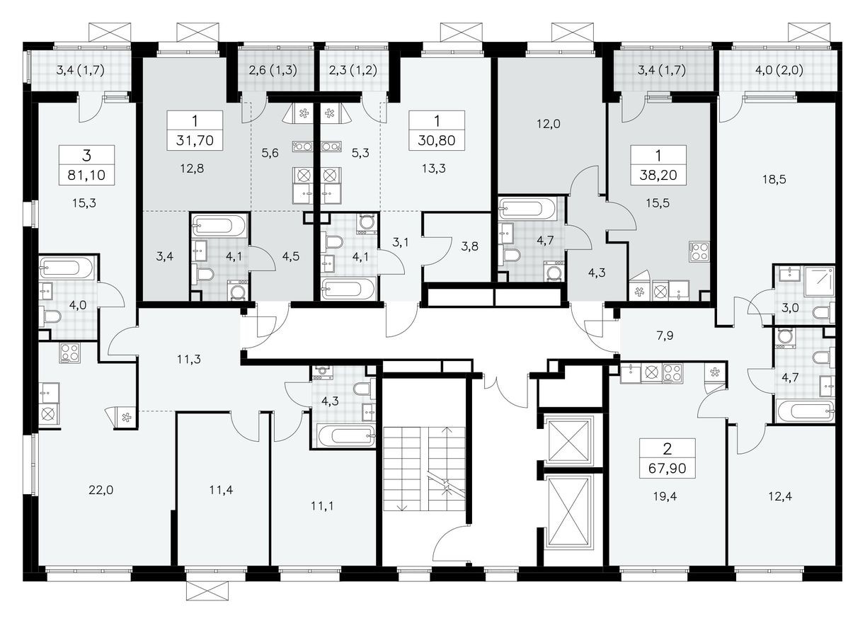 План этажа — Студия-квартира, 31.7 м²