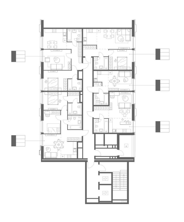 План этажа — 1к. квартира, 25.9 м²