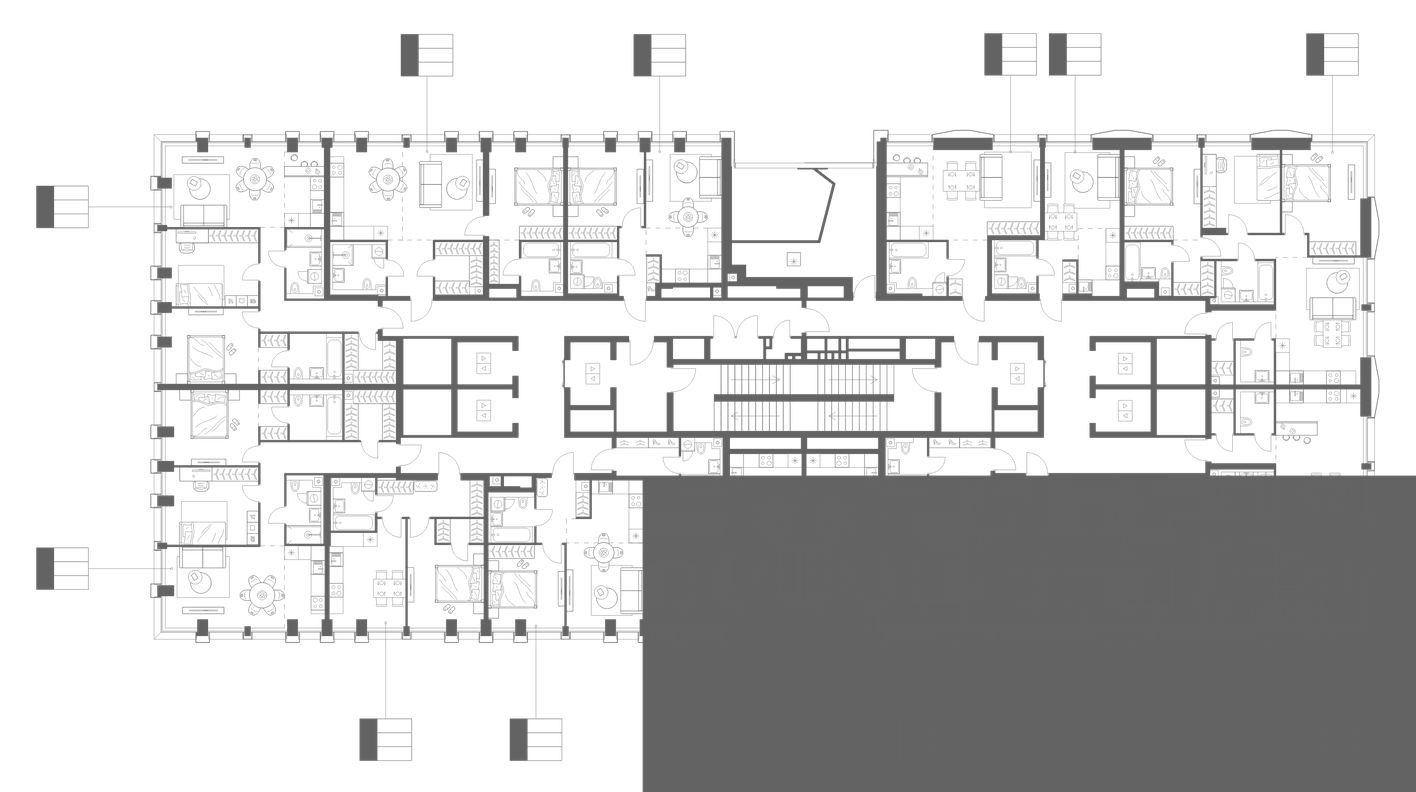 План этажа — 1к. квартира, 25.8 м²