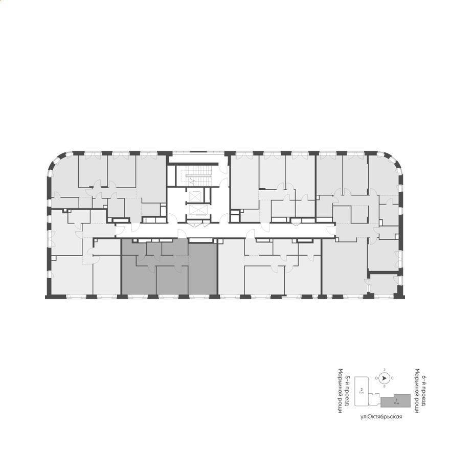 План этажа — 2к. квартира, 69.5 м²
