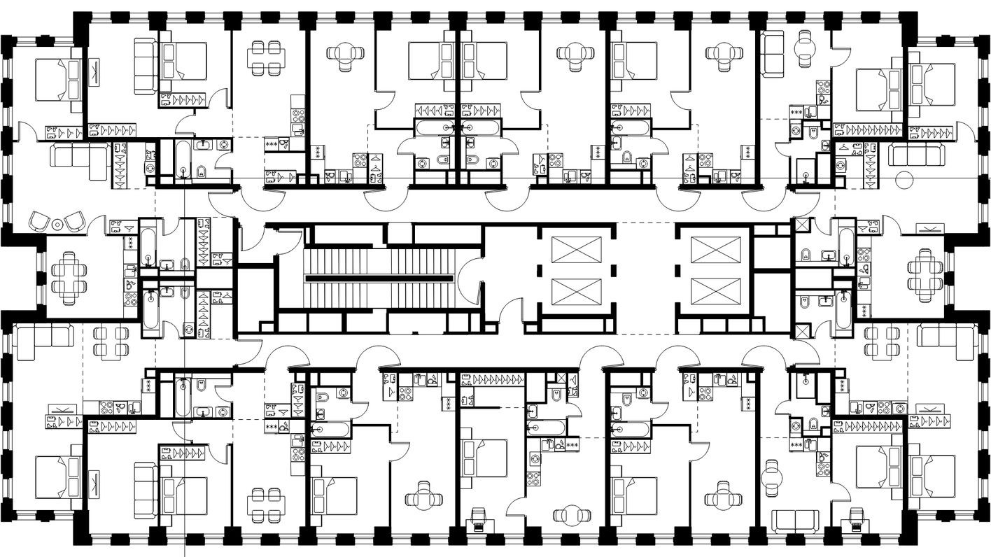 План этажа — 1к. квартира, 33.6 м²