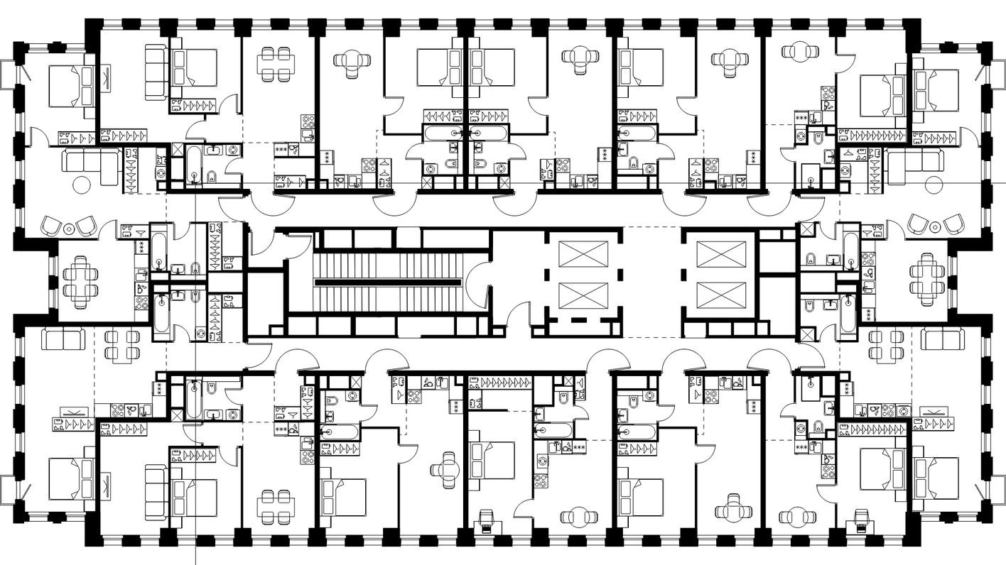 План этажа — 1к. квартира, 33.9 м²