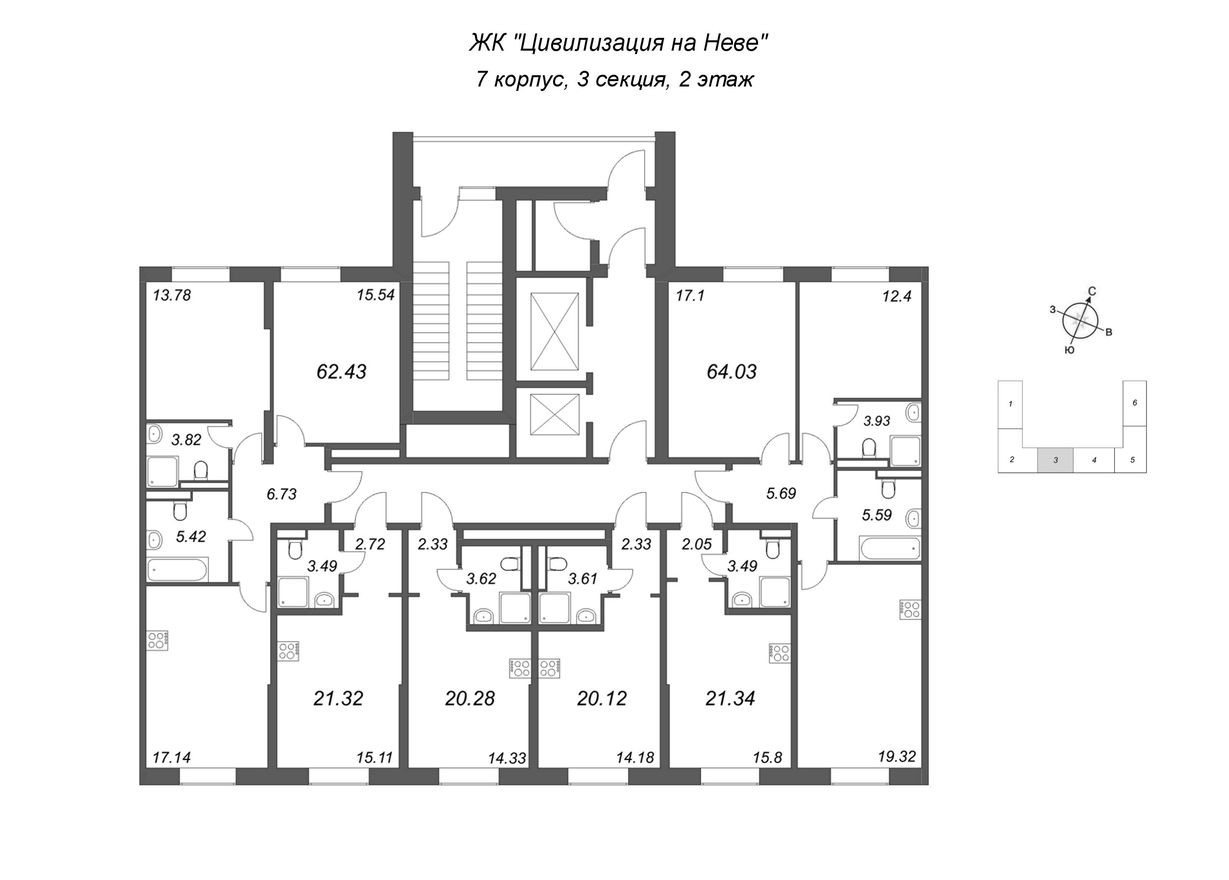 План этажа — Студия-квартира, 20.3 м²