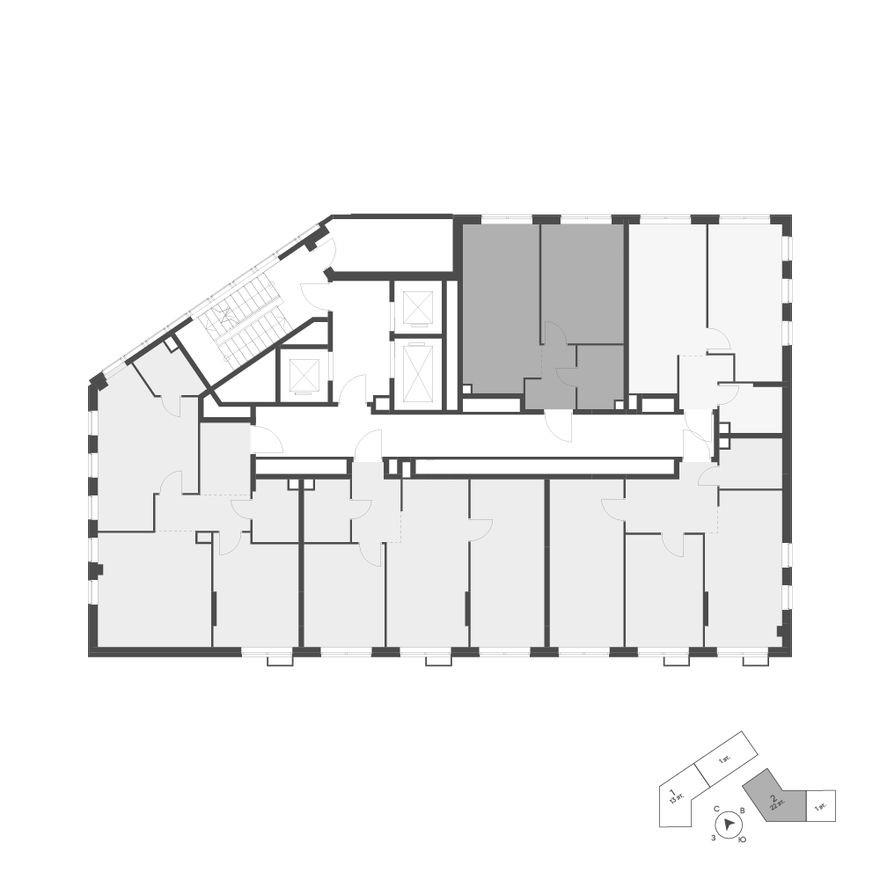 План этажа — 1к. квартира, 40.9 м²