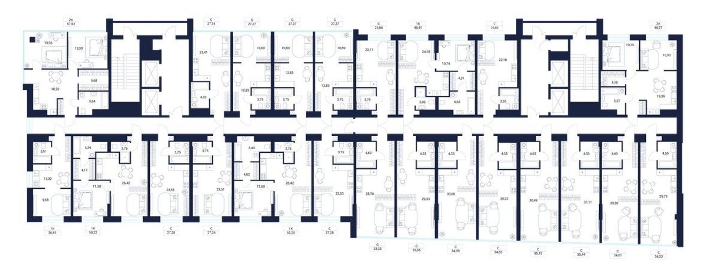 План этажа — Студия-апартаменты, 33.9 м²