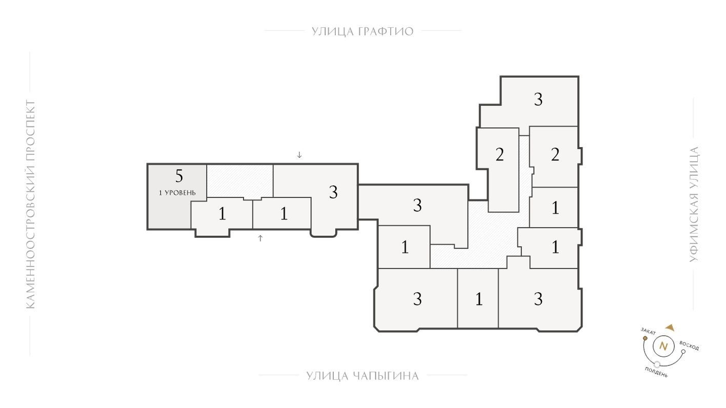 План этажа — 1к. квартира, 54.5 м²