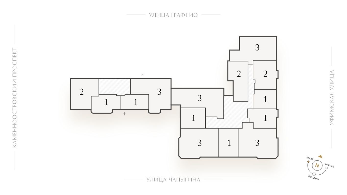 План этажа — 1к. квартира, 51.5 м²