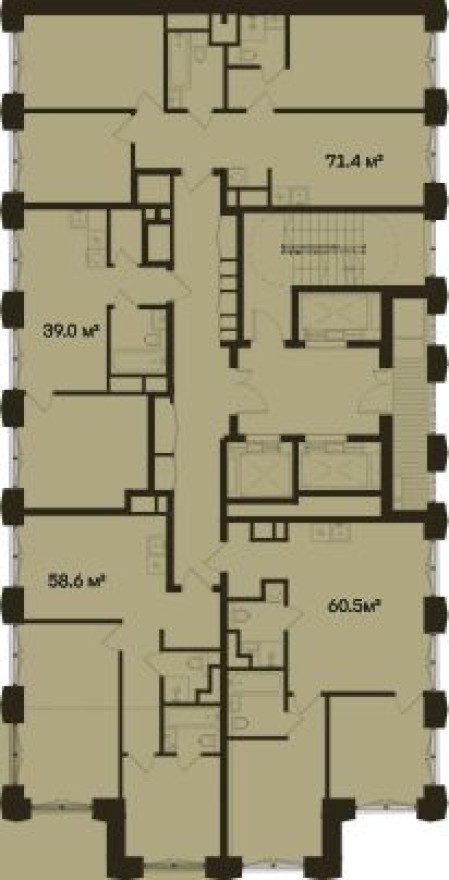 План этажа — 1к. квартира, 39.0 м²