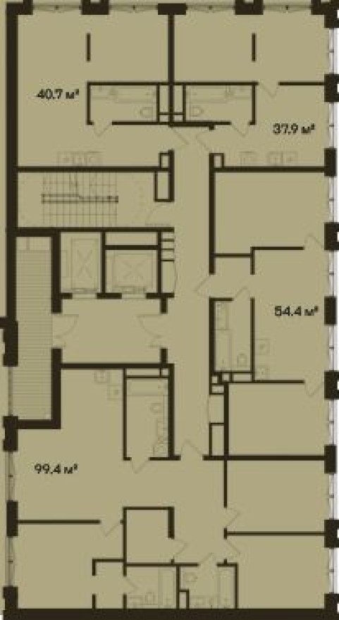 План этажа — Студия-квартира, 40.7 м²