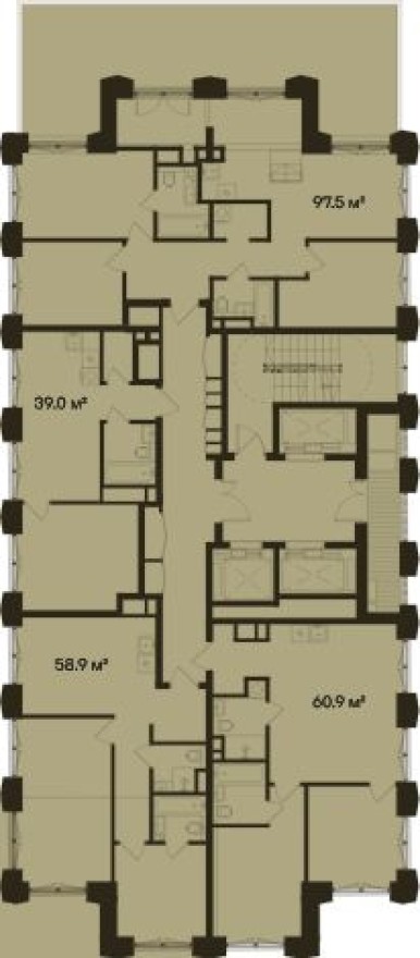 План этажа — 1к. квартира, 39.0 м²