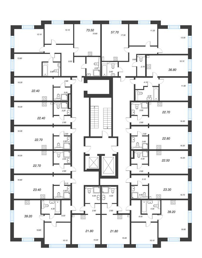 План этажа — Студия-квартира, 22.8 м²