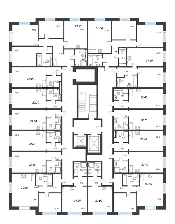 План этажа — Студия-квартира, 22.7 м²