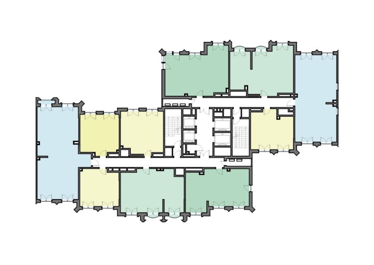 План этажа — 1к. квартира, 38.4 м²