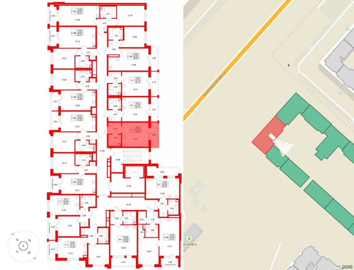 План этажа — Студия-квартира, 21.0 м²