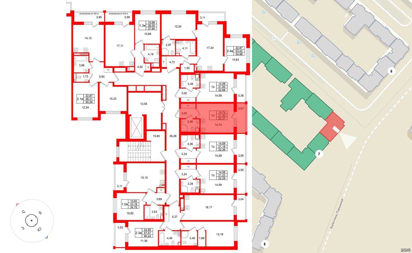 План этажа — Студия-квартира, 21.3 м²