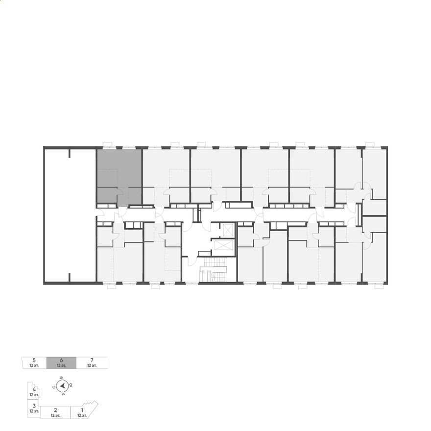 План этажа — 1к. квартира, 33.5 м²