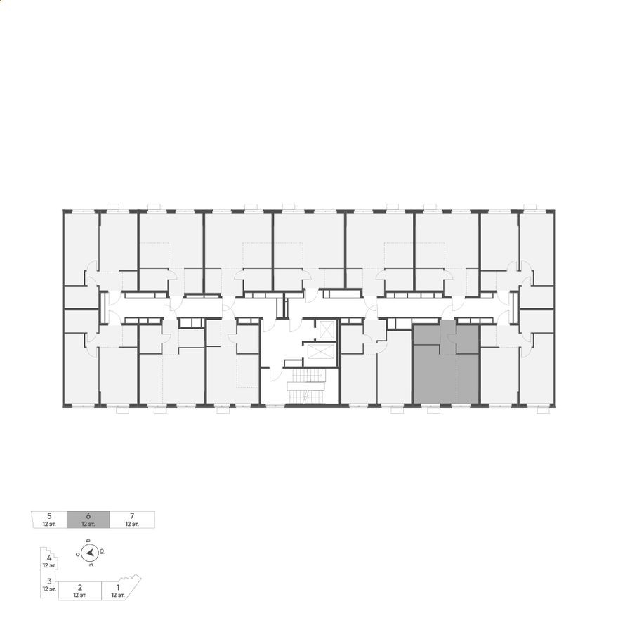 План этажа — 1к. квартира, 34.7 м²