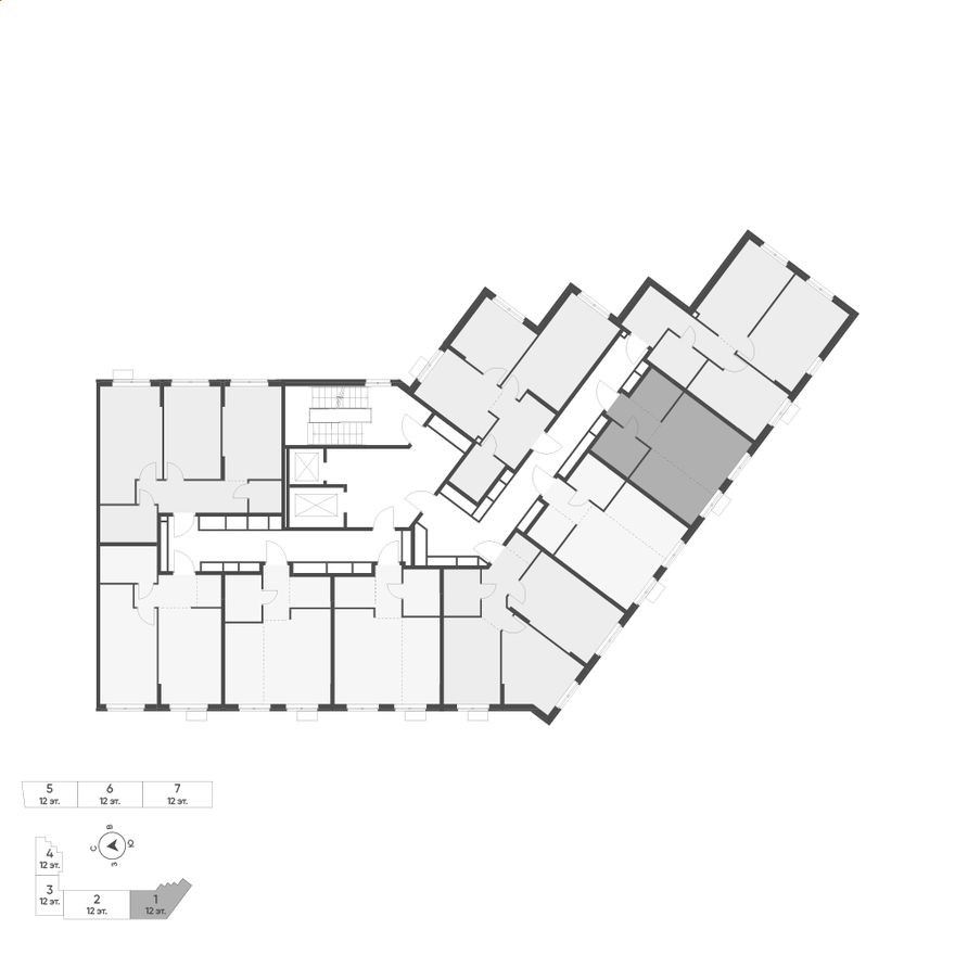 План этажа — 1к. квартира, 31.5 м²